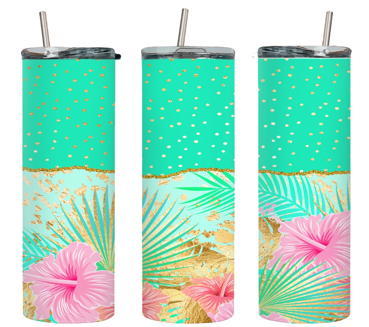 Teal Spot Flower-10614